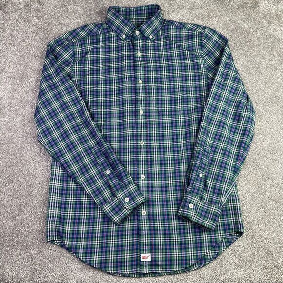 Vineyard Vines Performance Shirt Men’s Small Blue Plaid Button Down Long Sleeve - Picture 1 of 9